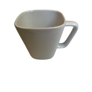 Pampered Chef Simple Additions White Square Coffee Mug Cup Modern 4” EUC